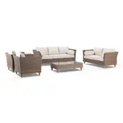 Carolina 3+2+1+1 Seater Outdoor Wicker Lounge With Coffee Table - Harper