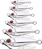Fishing Lure Kit - Realistic Metal Bait - Sequin Jig Lures Set of 6 with 3D Eyes & Hook for Bass Catfish Trout Fly Fishing Adventures Accessoried