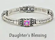DAUGHTER'S BLESSING Stretch SIlvertone Bracelet-Aurora & Pink Rhinestones