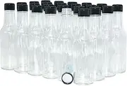 GBO GLASSBOTTLEOUTLET.COM (Pack of 24) 5 oz. Clear Glass Hot Sauce Bottle (woozy) with Black Cap and Orifice Reducer