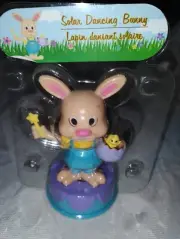 Solar Powered Dancing Easter Bunny Bobblehead Toy NIB NOS Spring