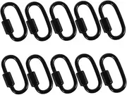ifundom 10Pcs Stainless Steel Locking Carabiner Clips Quick Links Heavy Duty Connectors for Camping Ropes and Chains Durable Lightweight and Easy to Use Black