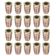 50Pcs Threaded Inserts, 3/8"-16x1" Zinc Hex-Flanged Nut Threaded Inserts