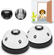 SlowTon Pet Bell, 2 Pack Metal Bell Dog Training with Non Skid Rubber Bottoms Dog Door Bell for Potty Training Clear Ring Pet Tool Communication Device with Paw Size Button on Top for Small Dogs Cats