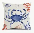Crab Reef Beach Nautical Coastal Spring Summer Throw Pillow Cover Home Decor