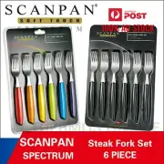New SCANPAN SPECTRUM 6pc FORK/ SPOON/ STEAK KNIFE Set, Black/ Coloured 6 piece