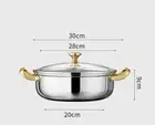30Cm Stainless Steel Frying Pan Non-Stick Soup Pot Wok with Lid Home Honeycomb I