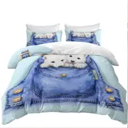 Kids Cute Animal Drawings Pocket Polar Bears Quilt Cover