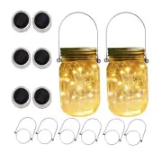 6 Pack Solar Mason Jar Lights for Outside, 30 LED Solar Mason Jar Lids Fairy ...