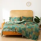 Double Yarn Yarn-Dyed Jacquard Bedding Set Duvet Cover Bed Linen Fitted Sheet