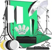 YISITONG Photography Softbox Umbrella Studio Lighting Kit 6.6ft x 10ft Background Support System 4X 135W Softbox Continuous Lighting Kit for Photo Studio Product,Portrait and Video Shoot