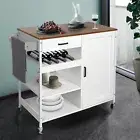 ACA Rolling Kitchen Island Cart Mobile Serving Trolley Cart Drawers Towel Rack