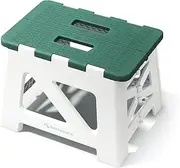BLACKSPACE 9" Folding Step Stool for Kids or Adults, 300 lbs Capacity Non-Slip Compact Plastic Foldable Step Stool with Handle, Portable Lightweight Small Stool for Home or Kitchen(Green)