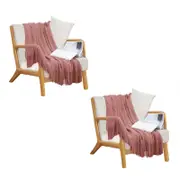 SOGA 2X Pink Diamond Pattern Knitted Throw Blankets