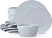 [Noritake] GOG Swirl 12-Piece Coupe Set in Grey