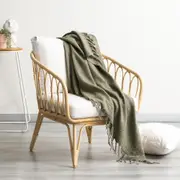 Cloud Linen Lygon Wool Acrylic 127x152cm Throw Sofa/Couch Rug/Blanket Juniper