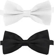 KOOLMOX Dog Bow Tie for Large Dogs, Adjustable Formal Dog Bowtie Collars for Medium Large Pet Cat Dog Christmas Wedding Birthday Graduation Holiday Homecoming Grooming Neck Bows, 2-Pack Black & White