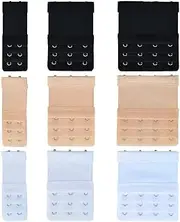 [Generic] WALFESHOO Women's Bra Extenders,Soft and Comfortable Bra Strap Extension (9PCS (3 Rows x 2 Hooks, 3 Rows x 3 Hooks, 3 Rows x 4 Hooks))