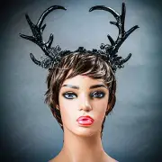 Black Antelope Deer Horns Halloween Costume Cosplay Headband Hair band HeadDress
