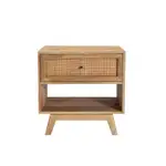 [James Lane] Tulum Mango Wood and Rattan Bedside Table - 1 Drawer