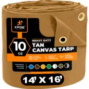 14' x 16' Tan Canvas Tarps 10oz