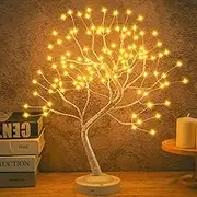 FUCHSUN $$$ Led Birch Tree Light Tabletop Bonsai Tree 20 Inches Decorative Fairy Light Artificial Tree Battery Operated Twig Lamp for Party Wedding Holiday Festival Christmas Decoration - Warm White