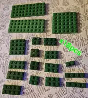 Lego - 18pcs Green & Dark Green Plates - 10x4 - 6x6 - 4x4 - 2x4 - 2x3 - 2x2 +