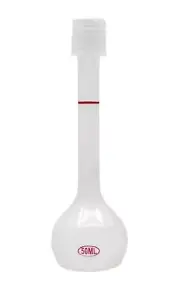 Eisco Labs 50mL Volumetric Flask with Screw Cap- Polypropylene - Autoclavable
