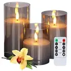 Vanilla Scented Real Wax Flameless LED Candles with Remote & Timer - 3 Sizes ...