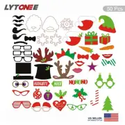 50-Pcs Christmas Photo Booth Props DIY Funny Masks On Sticks Party Selfie Props