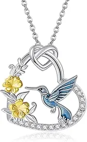 JERWLI Ladybug/Hummingbird/Sloth/Guinea Pig/Axolotl/Kiwi Bird/Ant Necklace 925 Sterling Silver Animal Pendant Jewelry Gifts for Women