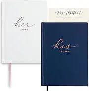 Hardcover Wedding His Hers Vow Books - Modern Vows Gold Foil Perfect Gifts Wedding Day Her Officiant Book - Notebook Small Vow Renewal Booklet 5.5" x 3.9" (40 Pages, Vow Starter Card Included)
