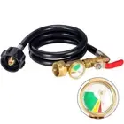 36" Propane Refill Adapter Hose with Pressure Gauge 1LB Camping Grill Connector