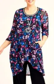 TS TAKING SHAPE plus sz S / 16 Floral Devotion Tunic stretch lace layer top NWT