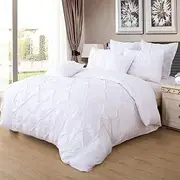 Diamond Pinch Pleat Duvet/Doona/Quilt Cover Set (White, Super King Size Bed)