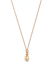 Moon & Meadow 14K Yellow Gold White Sapphire Cat Pendant Necklace, 16-18