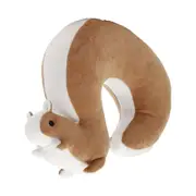 Nevenka Plush Squirrel Neck Pillow Funny Nap Cushion for Airplane Bus Office-Coffee