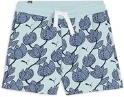 [PUMA] Kids Girls Essentials+ Blossom Drawstring All Over Print Shorts Athletic Bottoms Casual - Blue