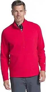 [IBKUL] Men’s Athleisure Wear Stain Resistant Solid Popcorn Stitch Zip Mock Pullover - 95000
