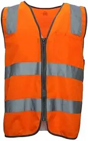 [Generic] Hi Vis Safety Vest Reflective Tape Zip Up Workwear Pocket Night High Visibility