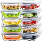 Glass Meal Prep Containers, 10 Packs 22 oz Glass Food Storage Container,Airtight
