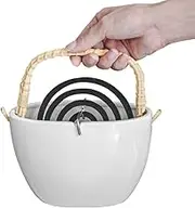 MOCOHANA Ceramics Portable Simple Design Mosquito Coil Holder Incense Holder with Handle Mosquito Coil Stand (White)