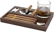 Cigar Ashtray Set,Wooden Ashtrays with Whiskey Glass Tray,Wooden Cigar Ashtrays for Men,Cigar Ashtray for Outside Patio Cigar Holder Cigar Tray,Creative Ashtray for Cigars,Perfect Ash Tray Gift