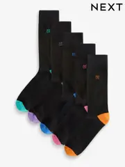 Black Bright Heel 5 Pack Cushioned Sole Comfort Socks (Q61819) | $29