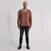 NWT Men x One Teaspoon Mr Valentine Long Sleeve Tee - Large - Camel (Brown)
