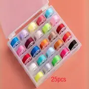 25pcs Sewing Machine Thread Bobbins Case 25 Different Colored Sewing Threads