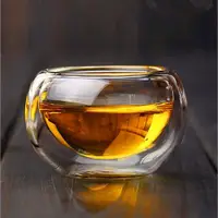 在飛比找ETMall東森購物網優惠-喝茶透明耐熱家用雙層玻璃杯