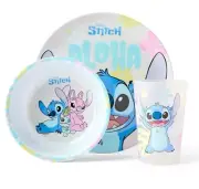 ~ Disney Lilo & Stitch 3pc Mealtime Set ~ Melamine Plate, Bowl & Cup ~