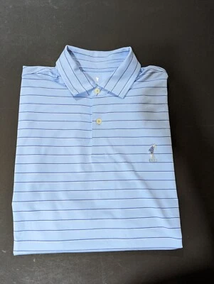 NWT MEN'S FAIRWAY & GREENE POLO, SIZE: L, COLOR: BLUFF STRIPED (M1)