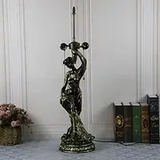 Tiffany Table Lamp Base Replacement Only, for 16 Inch Lampshade Pole Height 31 Inch Bronze Finished, Resin Beautiful Women Base,Pull Chain Switch KeYJ